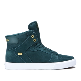 Supra Mens VAIDER High Top Shoes Evergreen/Gold/white | US-24670